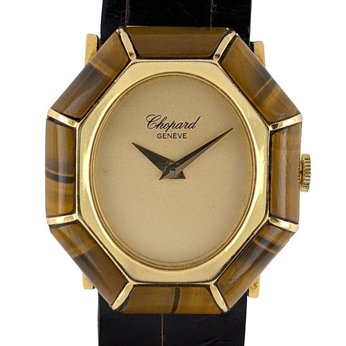 Montre Chopard Ellipse Rarity 5045 1 Jewelry Watch Tiger Eye Stone 18k Yellow 58 Facettes