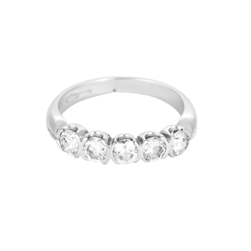 Bague 55 Alliance or blanc et diamants 58 Facettes ENG11286