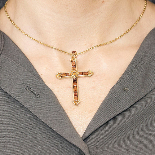 Pendentif Pendentif "Croix" en or jaune et citrines 58 Facettes ALE4339