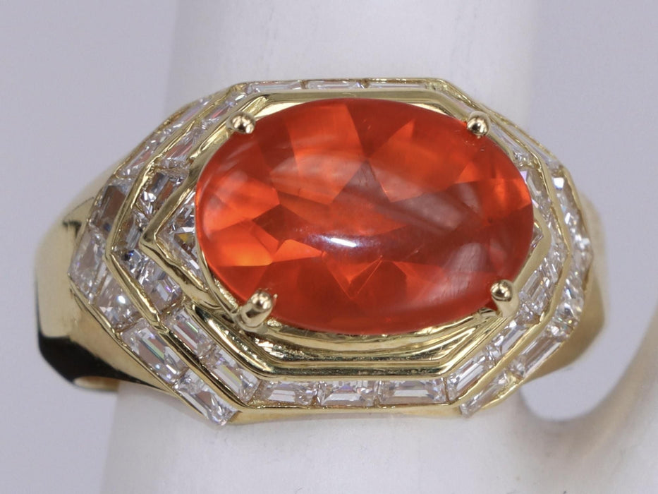 Ring aus Gelbgold déclaration Art-Deco-Mandarin-Granat