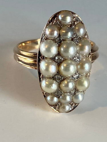 Bague 47 Bague marquise perles fines, diamants 58 Facettes AB54