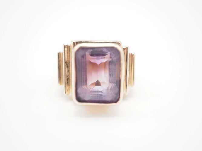 Bague 54 Bague en or jaune 750 mil et Améthyste 58 Facettes