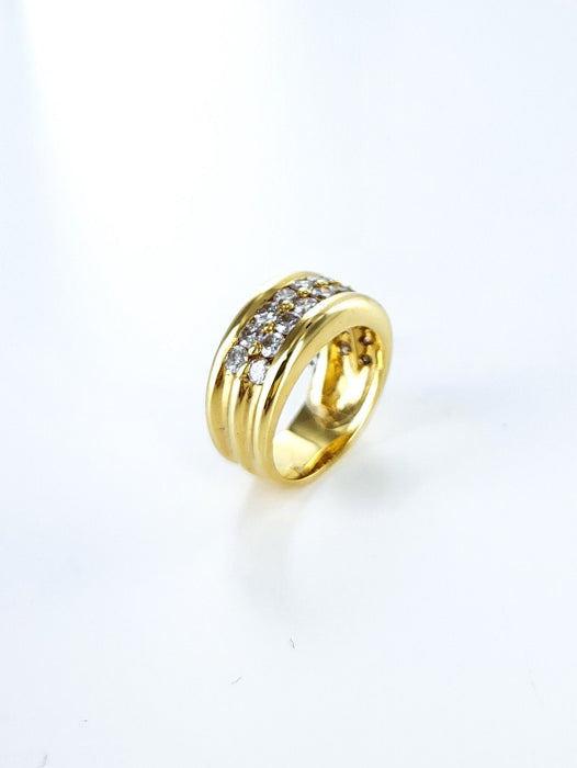 Bague 53 Bague double rangée de diamants en or jaune 58 Facettes