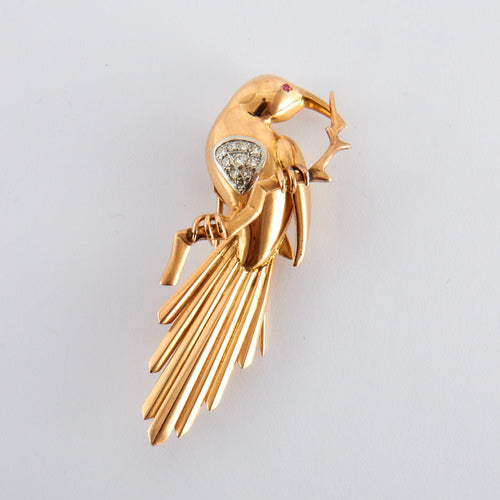 Broche Broche Oiseau Exotique Rubis diamants 58 Facettes