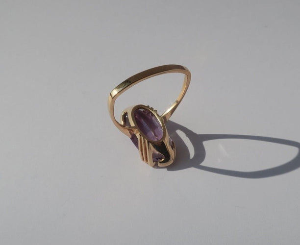 Bague 55 Bague cocktail améthyste rose de France ovale 58 Facettes