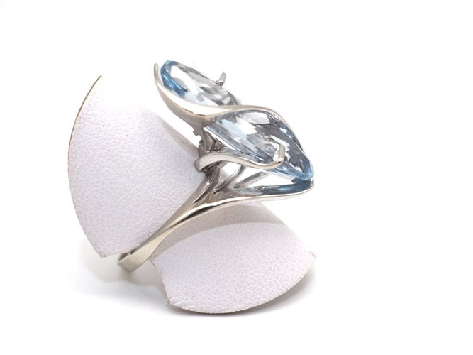 Bague 56 Bague or blanc 750 mil et aigue marine 58 Facettes