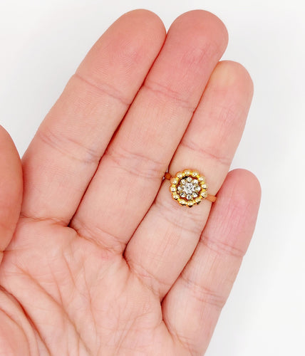 Bague 50.5 Bague fleur Art Déco or rose et diamant 58 Facettes A06258