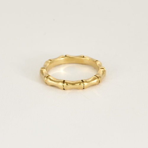 Bague 47 Alliance en or jaune à motif de bambou 58 Facettes SMA0260