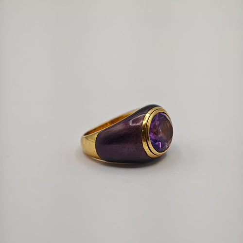 Bague 53 Bague en or jaune, améthyste et émail 58 Facettes 21010460
