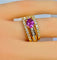 Bague 53 Bague jonc bandeau or jaune, saphir rose, diamants. 58 Facettes AB631