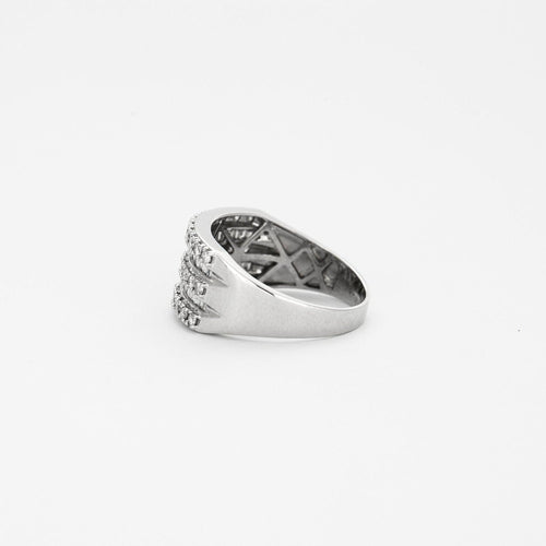 Bague 58 Bague bandeau en or blanc ornée de diamants 58 Facettes GU18