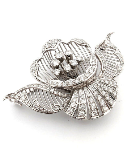 Broche Broche vintage en platine avec diamant naturel taille européenne et diamants taille huit huit 58 Facettes