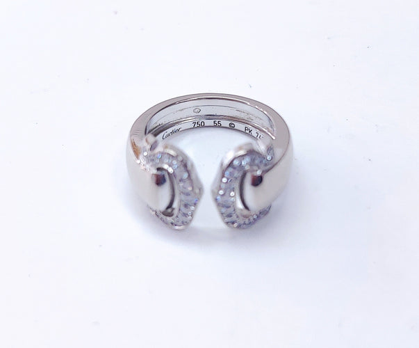 Bague 55 CARTIER Bague C or blanc et diamants 58 Facettes DV-Cartier-49
