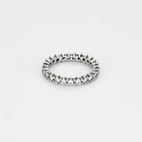 Bague 53 Alliance or blanc et diamants 58 Facettes ROM1135