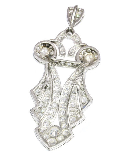 Pendentif Le Diamant Déco : Pendentif en platine avec diamants et saphirs taille européenne ancienne 58 Facettes 18276-0099