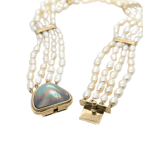 Collier Collier ras de cou or jaune et blanc - Perles de culture baroque 58 Facettes 1.0000711/2