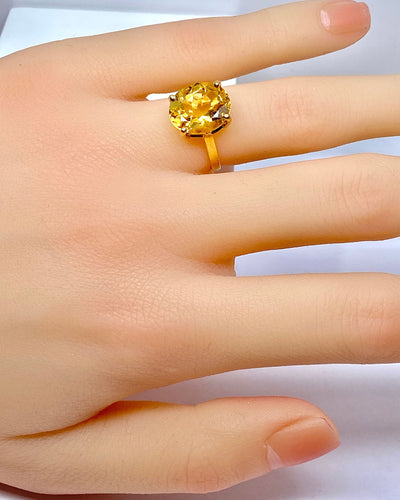Bague 46.5 Bague en or jaune 18 carats et citrine 58 Facettes AB492