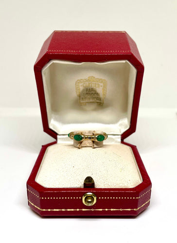 Bague Cartier - Bague Vintage or jaune, émeraudes et diamants 58 Facettes