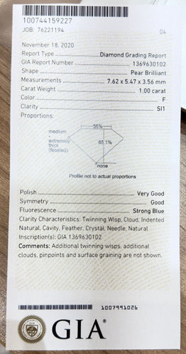 Bague Bague Solitaire or blanc diamant poire 1ct 58 Facettes