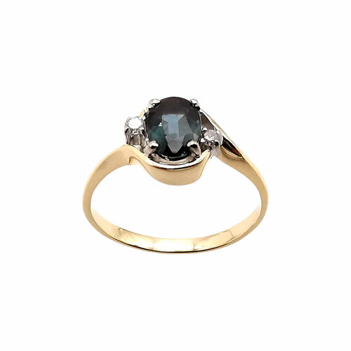 Bague 53 Bague or jaune, saphir et diamants 58 Facettes