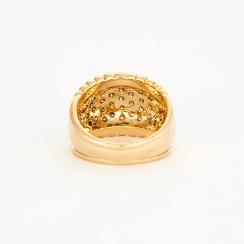 Bague 57.5 Bague pavage diamants année 70-80 en or jaune 18K 58 Facettes