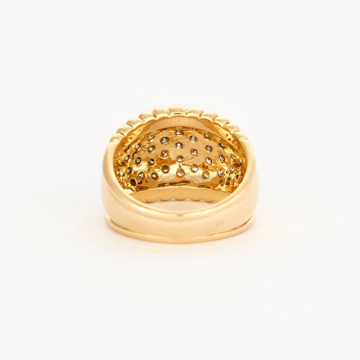 Pavement ring with 49 diamonds in yellow gold