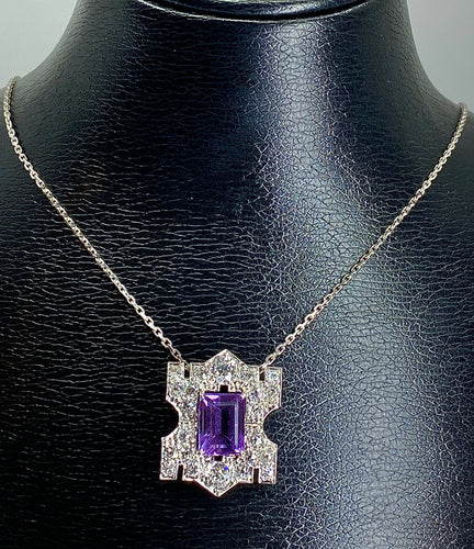 Pendentif Pendentif Platine Améthyste Diamants 58 Facettes AB109