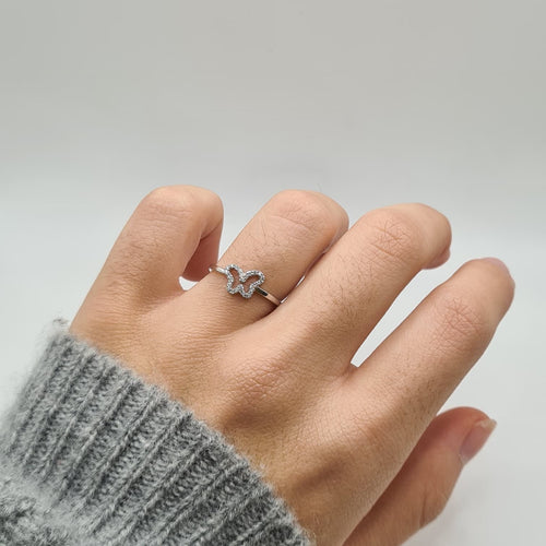 Bague 51.5 Bague papillon or blanc sertie diamants 58 Facettes