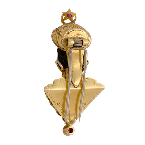 Broche Broche G.NARDI, "Moretto", or jaune, rubis, ébène. 58 Facettes 34878