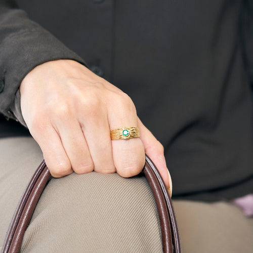 Bague 52 Bague Van Cleef & Arpels vintage en or jaune et émeraude 58 Facettes