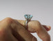 Bague 53 Bague solitaire cocktail aigue-marine 9 carats en or blanc 18k 58 Facettes