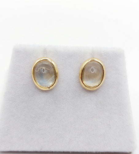 Boucles d'oreilles Puces d'oreilles vintage or jaune cabochons pierres de lunes 58 Facettes A05689