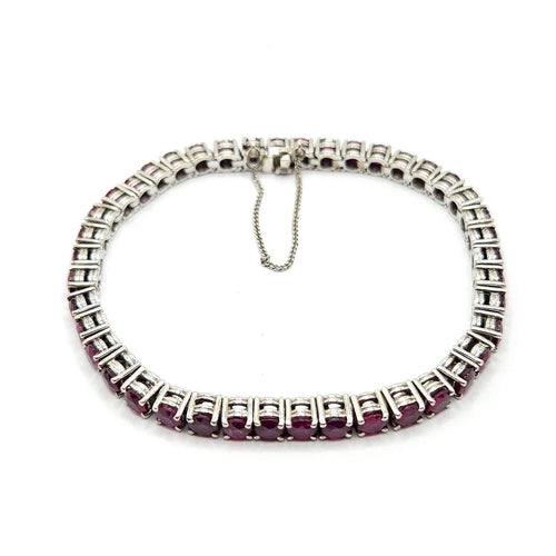 Bracelet Bracelet Tennis or blanc serti de rubis 58 Facettes