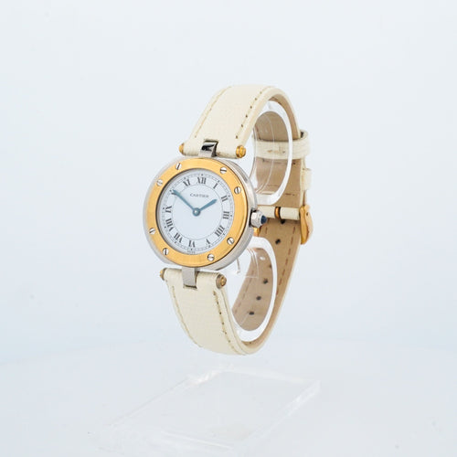 Montre Cartier - Montre Santos Vendôme cadran ivoire chiffres romains acier et or jaune 58 Facettes