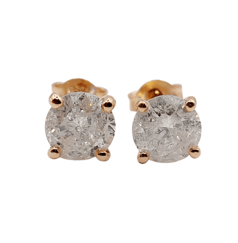 Boucles d'oreilles Puces d'oreilles vintage or rose et 2,00 carats de diamants 58 Facettes A06390