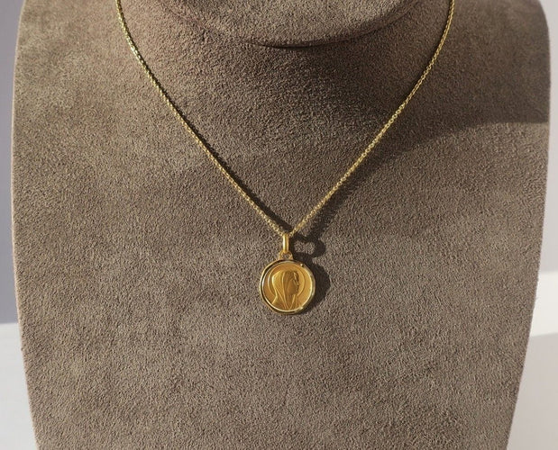 Pendentif Augis - Médaille pendentif Vierge et Bernadette vintage en or jaune 18 carats 58 Facettes