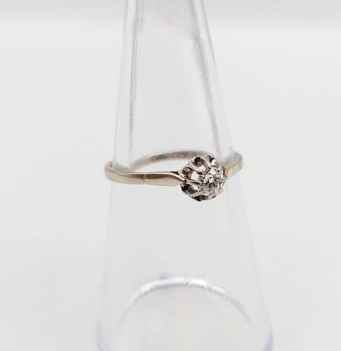 Bague 51 Bague solitaire art deco or blanc 18k diamant taille ancienne 58 Facettes A05998