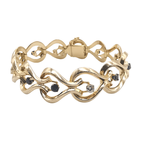 Bracelet Bracelet or jaune diamants et saphirs 58 Facettes