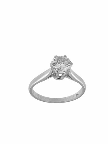 Bague 51 Bague solitaire or blanc certifiée HRD avec diamant naturel de 1,00 carat 58 Facettes
