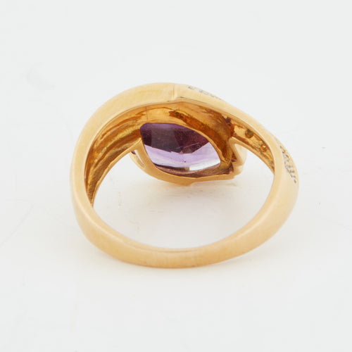 Bague 52 Bague Or Jaune - Améthyste Marquise et Diamants 58 Facettes RÉF 11316/10