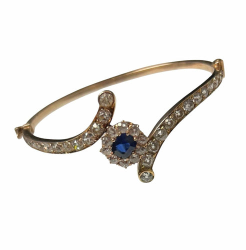 Bracelet Bracelet rigide en or jaune, saphir et diamants 58 Facettes 259060