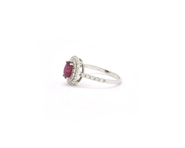 Bague Bague en or blanc avec rubis de 1,19 ct et diamants 58 Facettes 14503