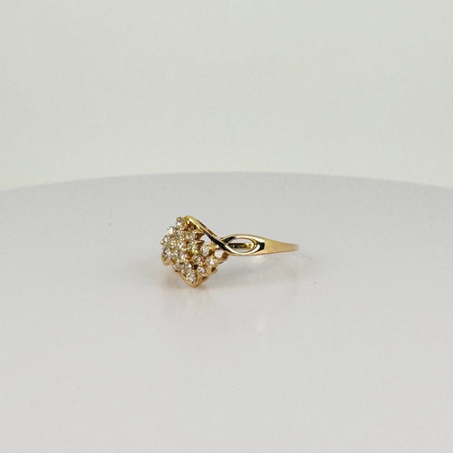 Yellow gold ring with diamonds 58 Facettes 2310011