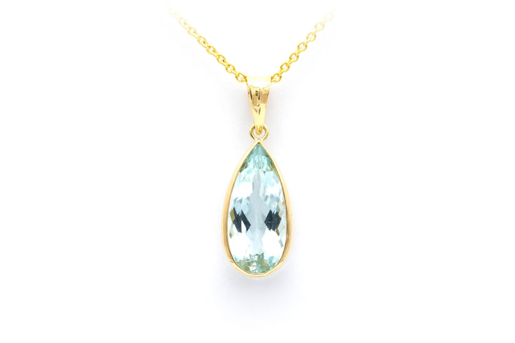 Pendentif Pendentif contemporain en or jaune 18 carats sertie d'une aigue marine 58 Facettes 22480