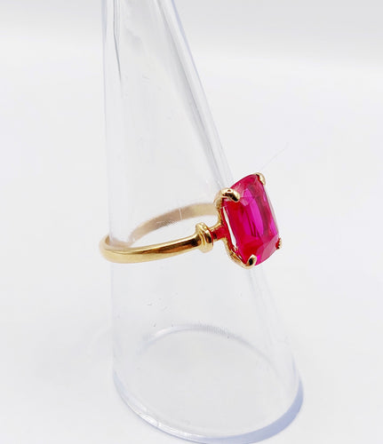 Bague 54.5 Bague cocktail Art Déco or jaune, rubis synthétique 58 Facettes A06308