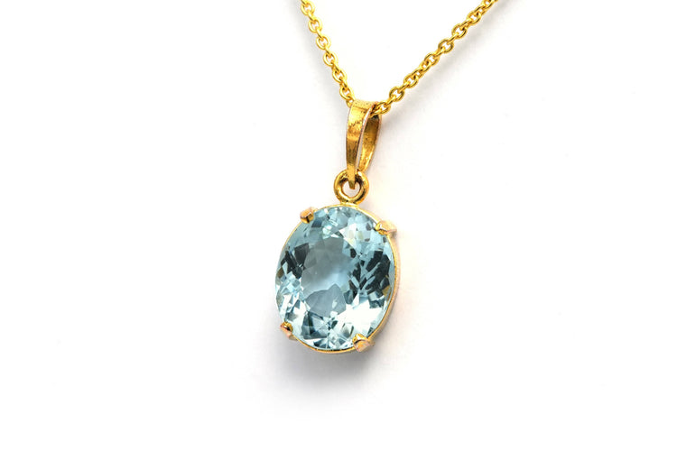 Pendentif Pendentif contemporain or jaune, aigue-marine 58 Facettes 22818