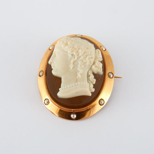 Broche Broche Camée sur Agate Or Rose 58 Facettes