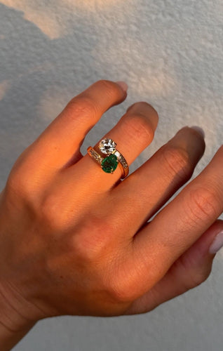 Bague 52.5 Bague toi & moi émeraude diamants 58 Facettes