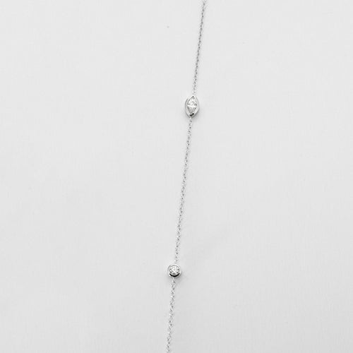 Collier Collier or blanc chaine alternée de diamants 58 Facettes 3674