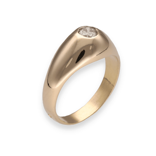 Bague 54 Bague Jonc Anglais en or jaune 18 Cts avec diamant brillant 0,25 ct G-VS - Taille 54 58 Facettes FB09951